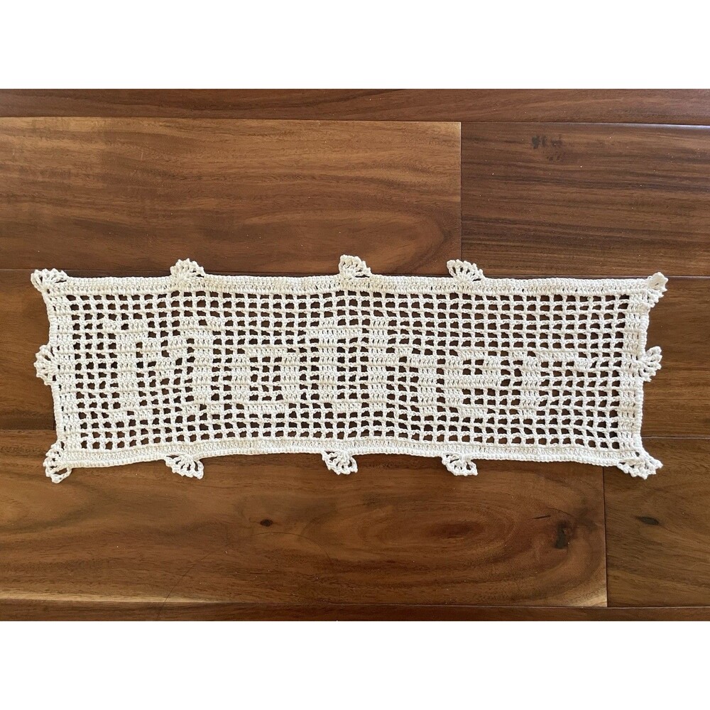 VTG Handmade Crochet MOTHER Filet Doily White MINT Mother’s Day Gift